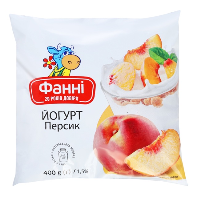 Йогурт питний з наповнювачем 1,5% ТМ Фанні (Пакет 0,400 кг)